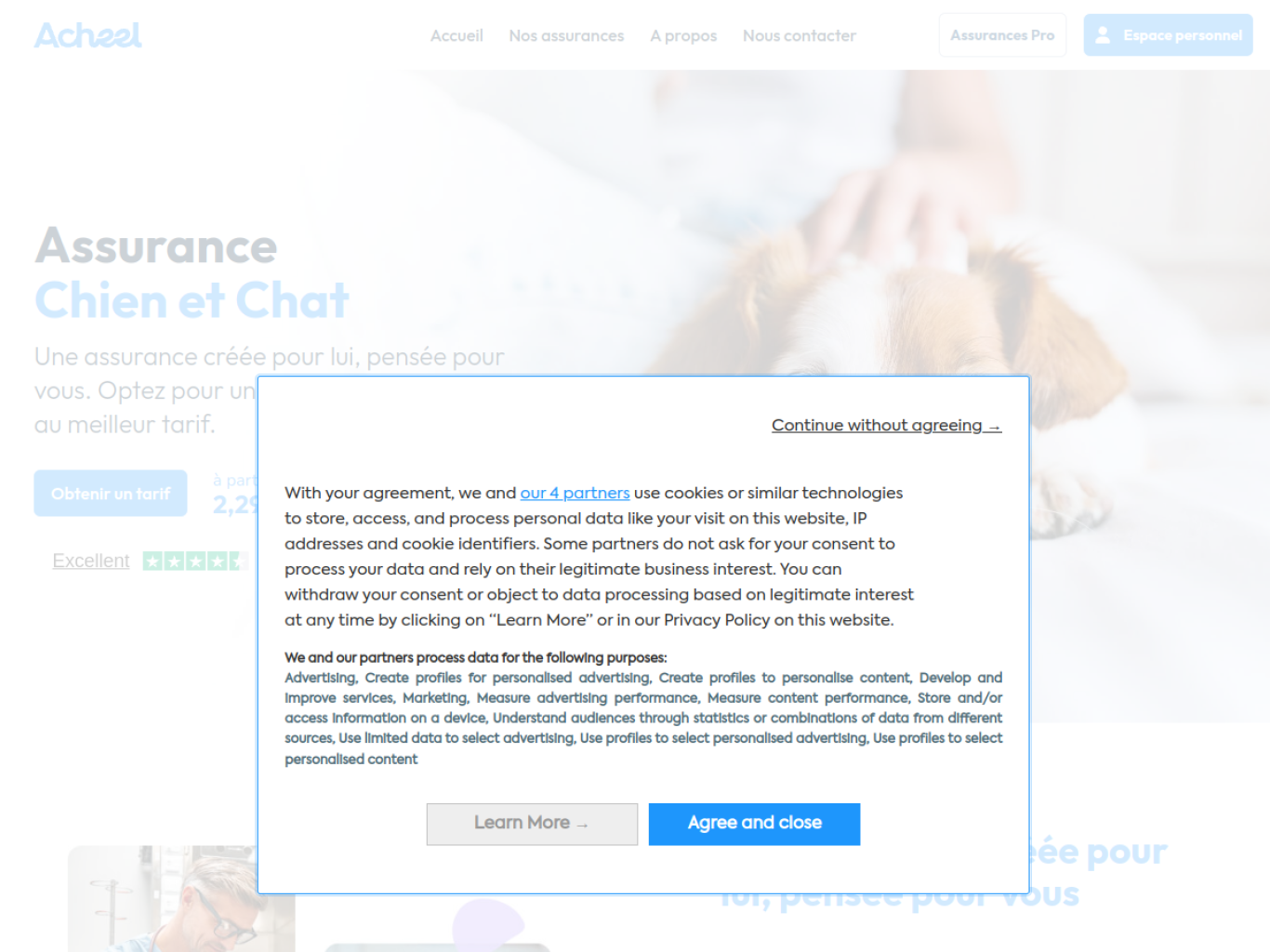 Capture d'écran du site Acheel